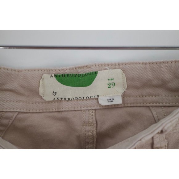 Anthropologie Women Size 29 Light Beige Straight Leg Mid Rise Pants Cropped - Picture 6 of 6